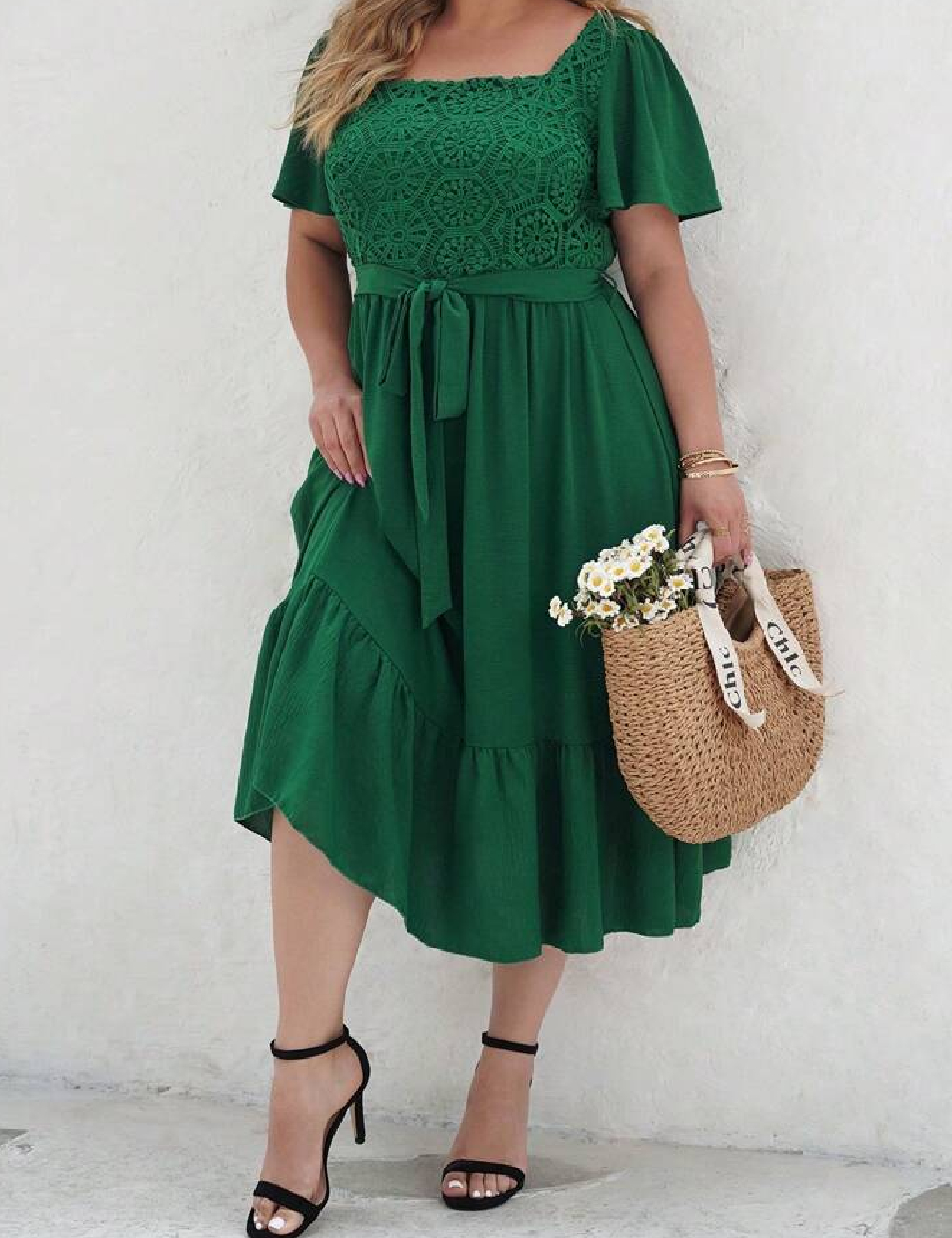 Rochie medie SHEIN CURVE, verde