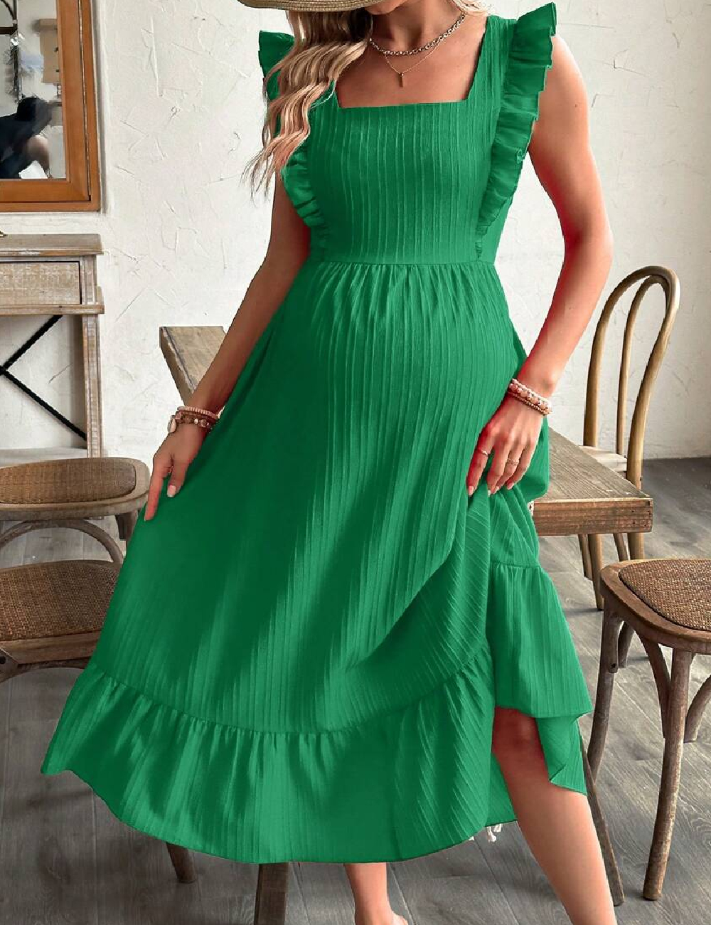 Rochie medie SHEIN Maternity, verde