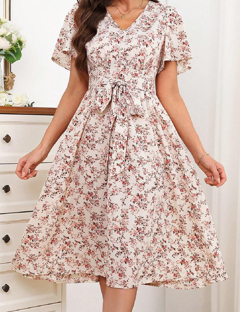 Rochie medie SHEIN, floral print