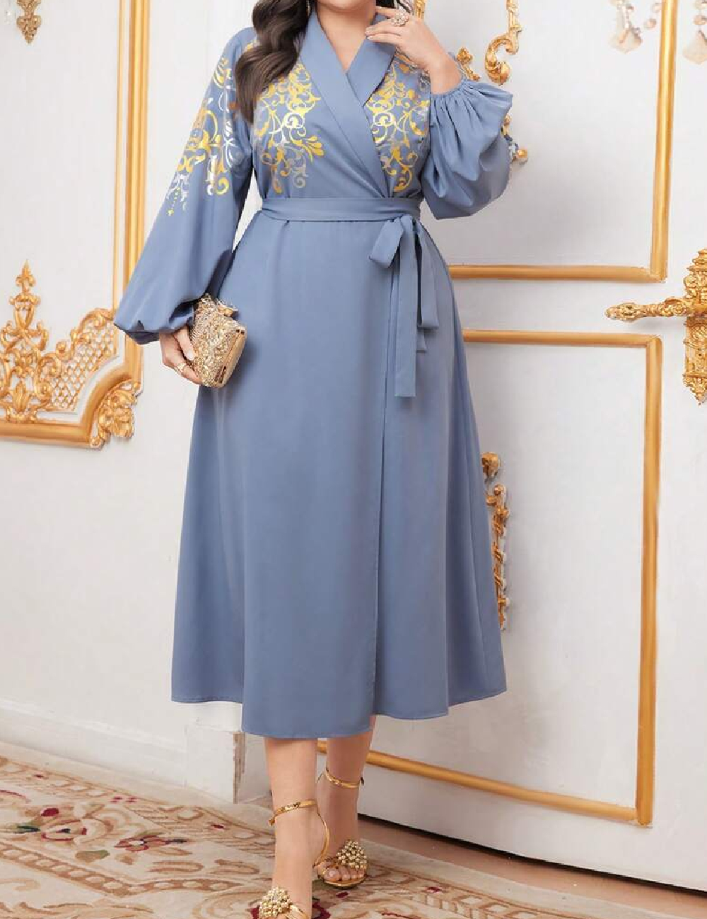 Rochie medie SHEIN CURVE, albastru