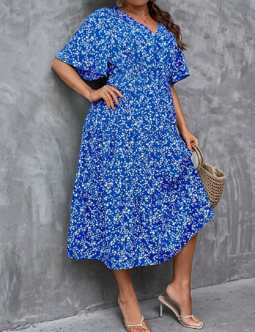 Rochie medie SHEIN CURVE, albastru - 1 | YEO