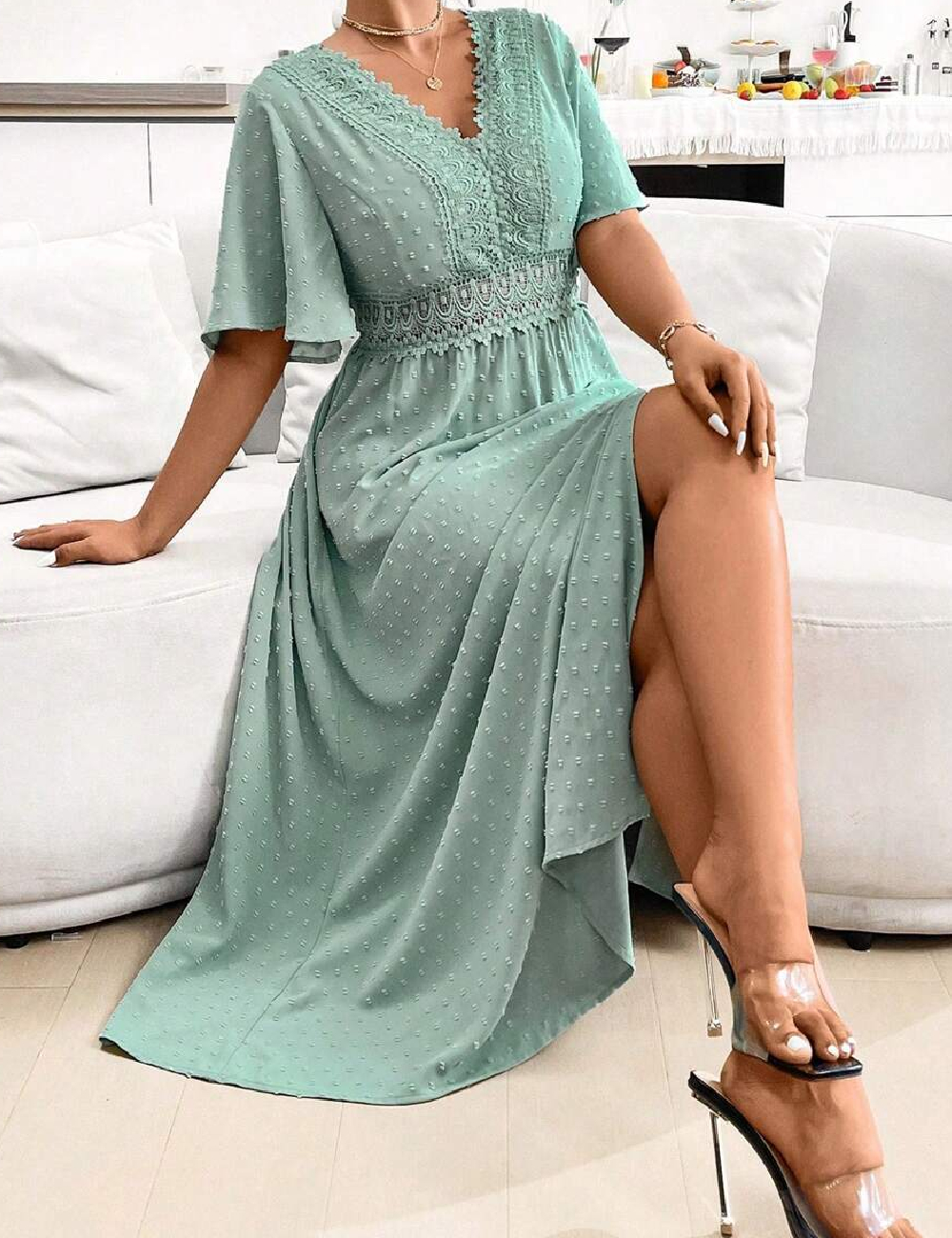 Rochie lunga SHEIN, verde
