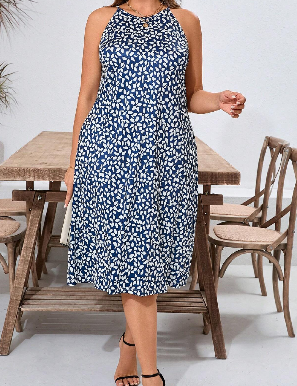 Rochie medie SHEIN CURVE, albastru