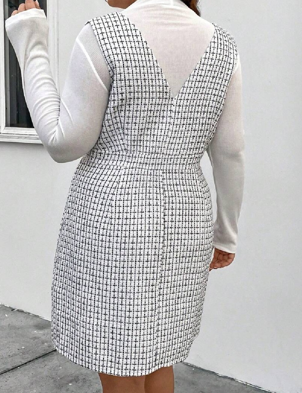 Rochie scurta SHEIN CURVE, alb/negru - 1 | YEO