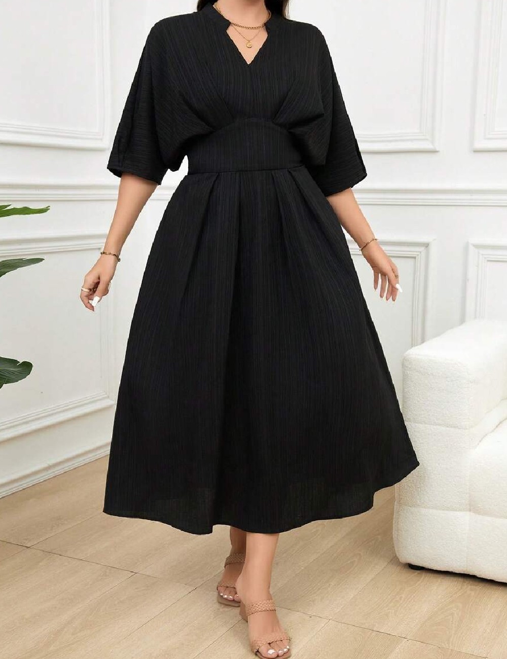 Rochie medie SHEIN CURVE, negru - 1 | YEO