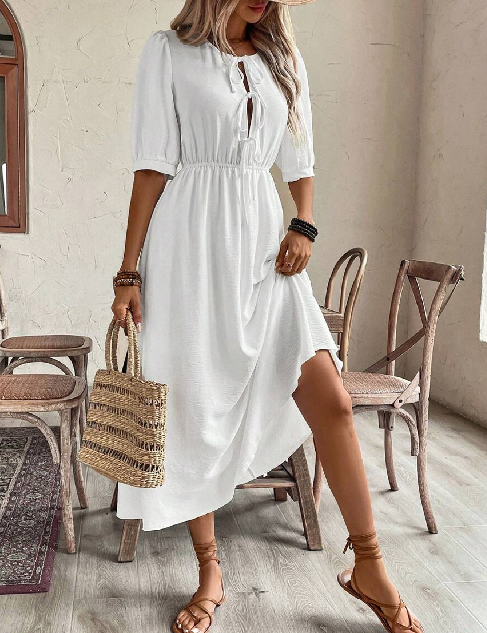 Rochie medie SHEIN, alb