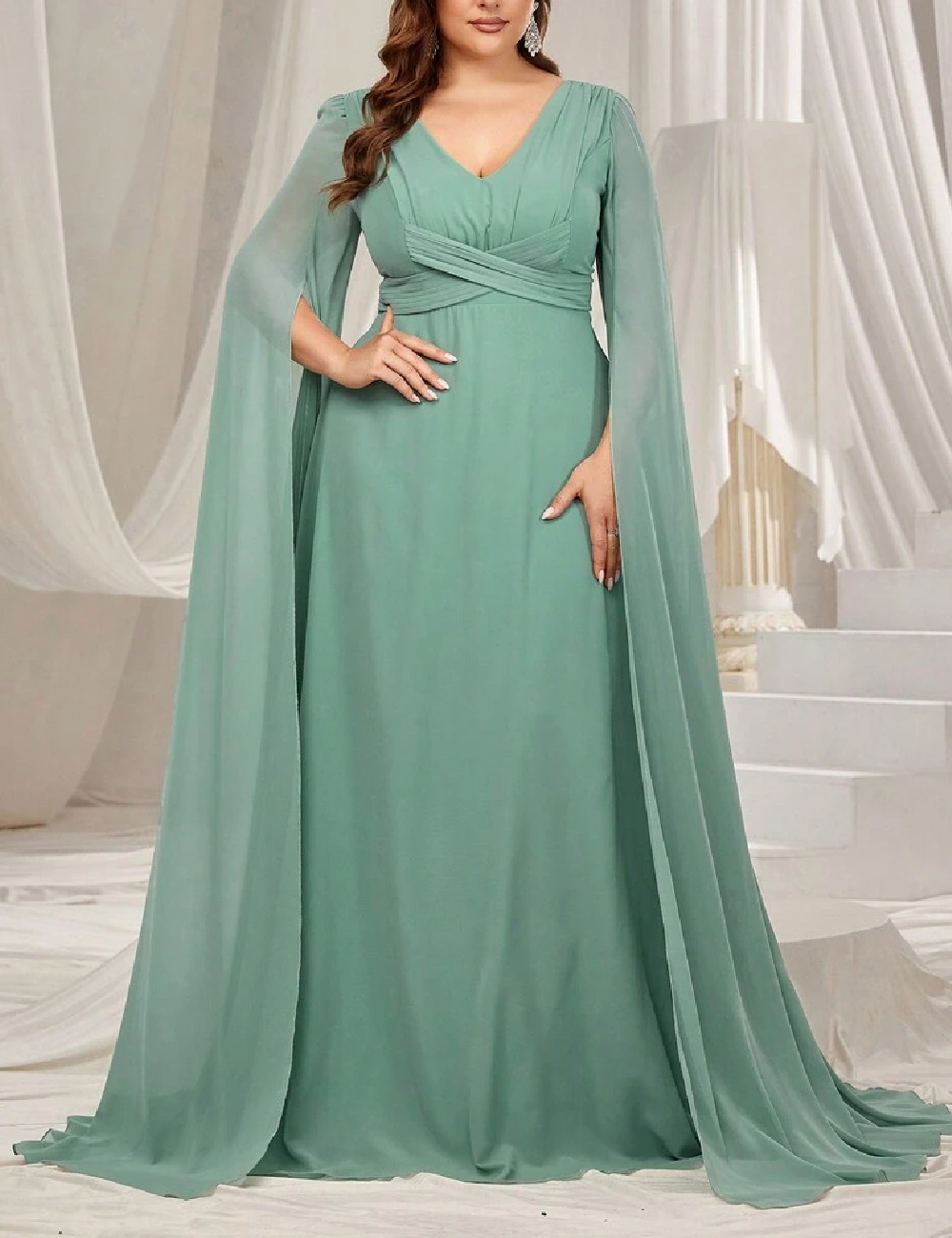 Rochie lunga Faeriesty Plus Size, verde