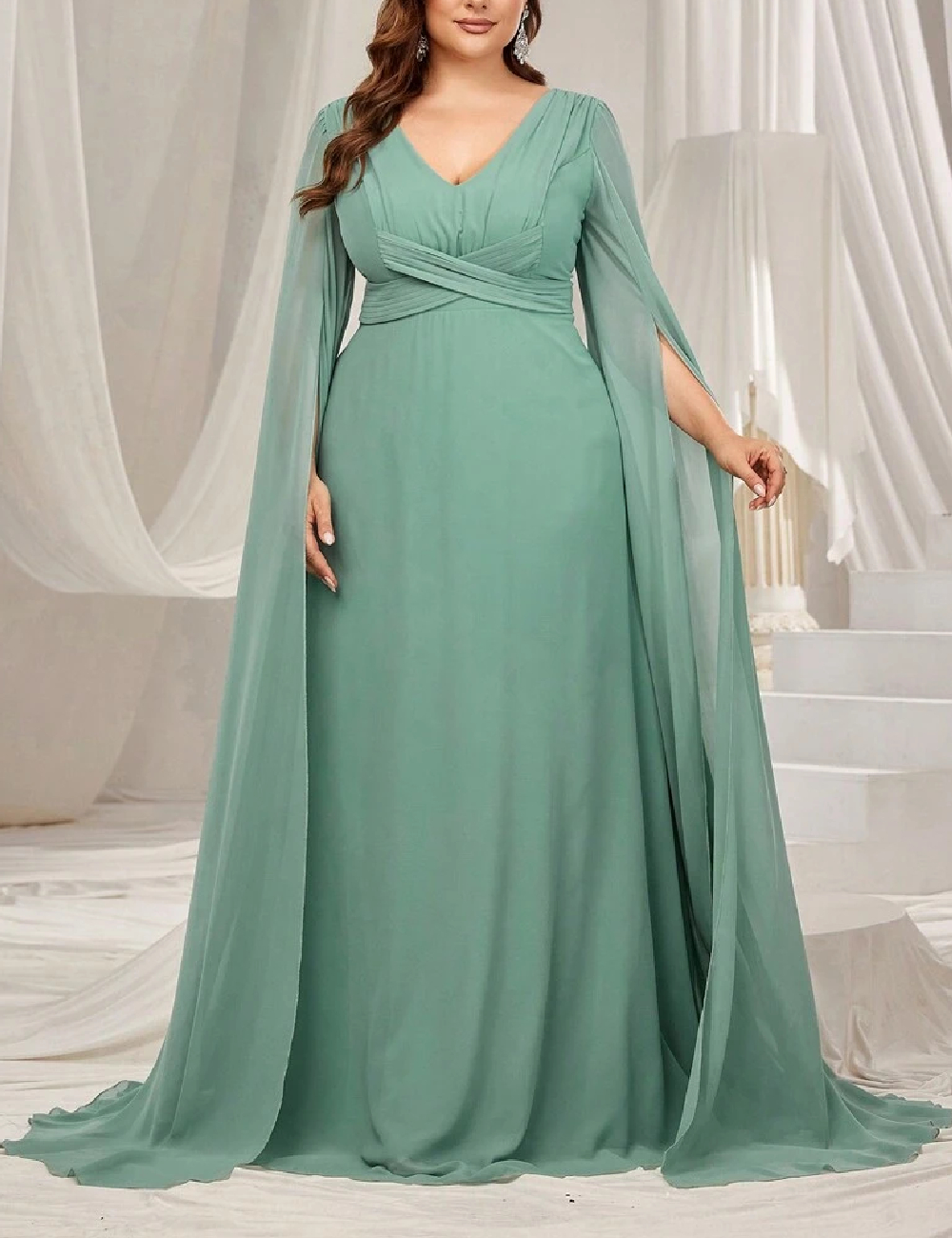Rochie lunga Faeriesty Plus Size, verde - 1 | YEO