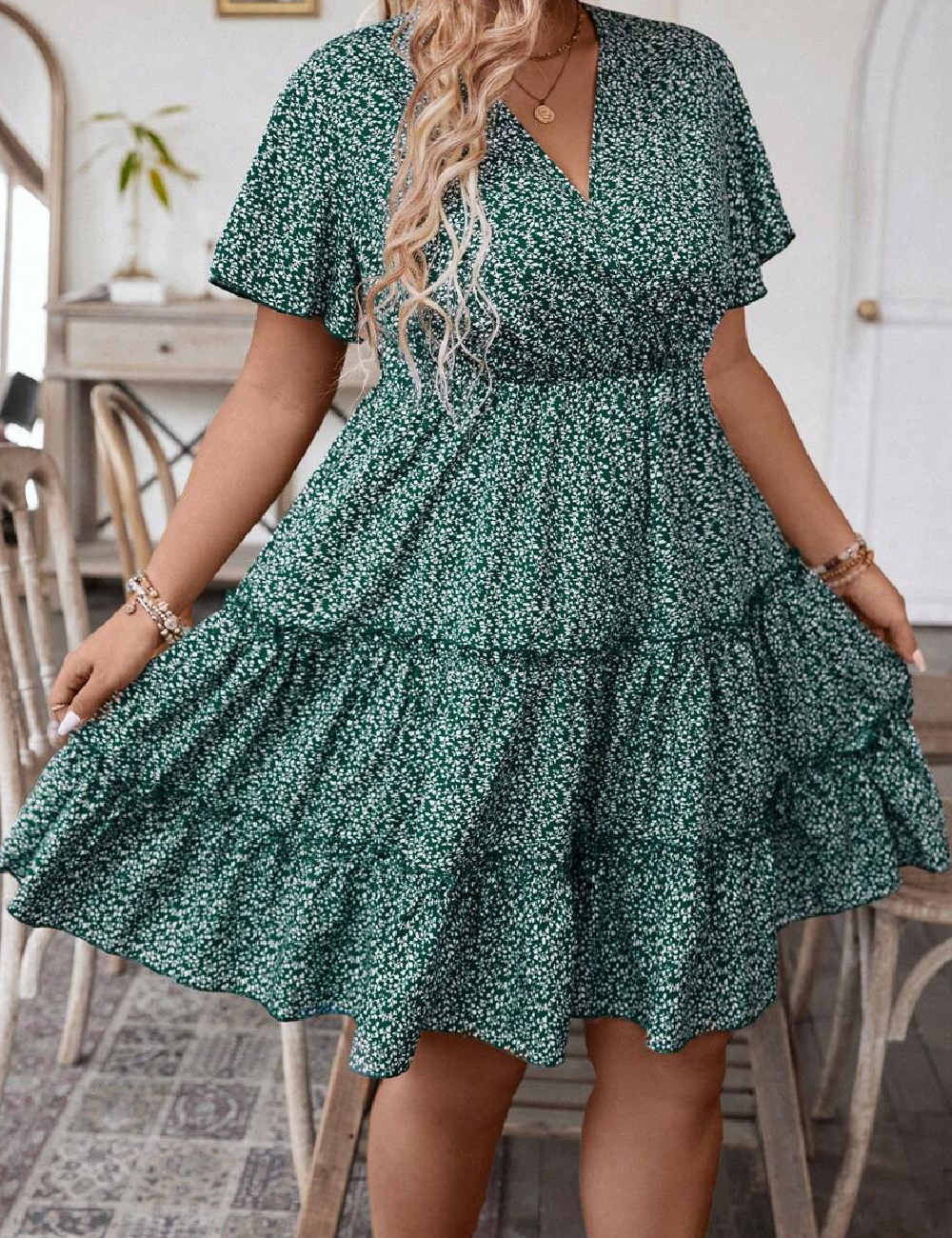 Rochie scurta SHEIN CURVE, verde