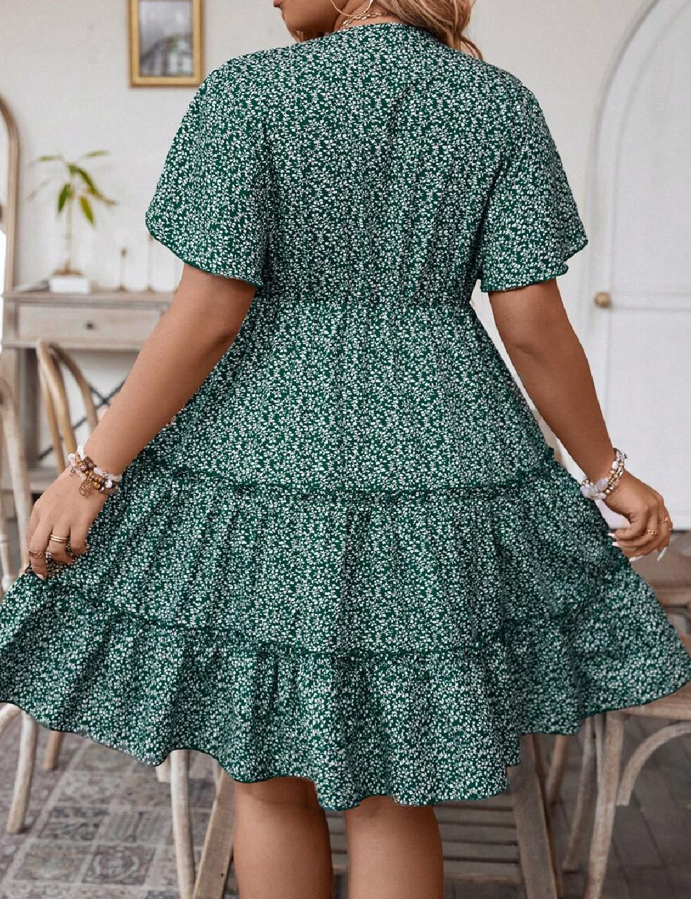 Rochie scurta SHEIN CURVE, verde - 1 | YEO