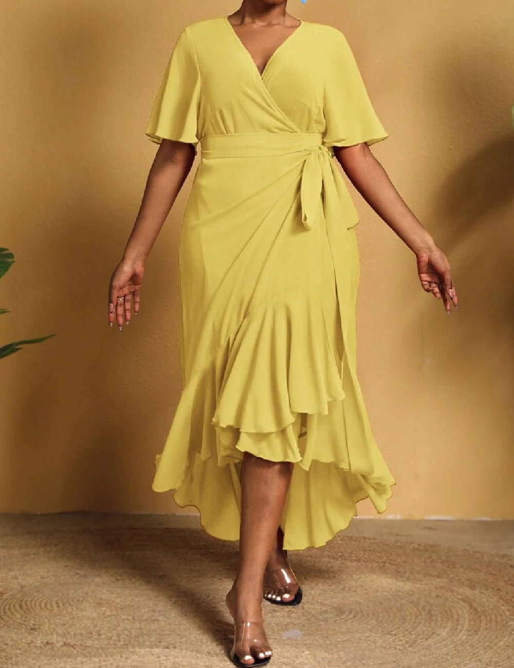 Rochie medie SHEIN CURVE, galben