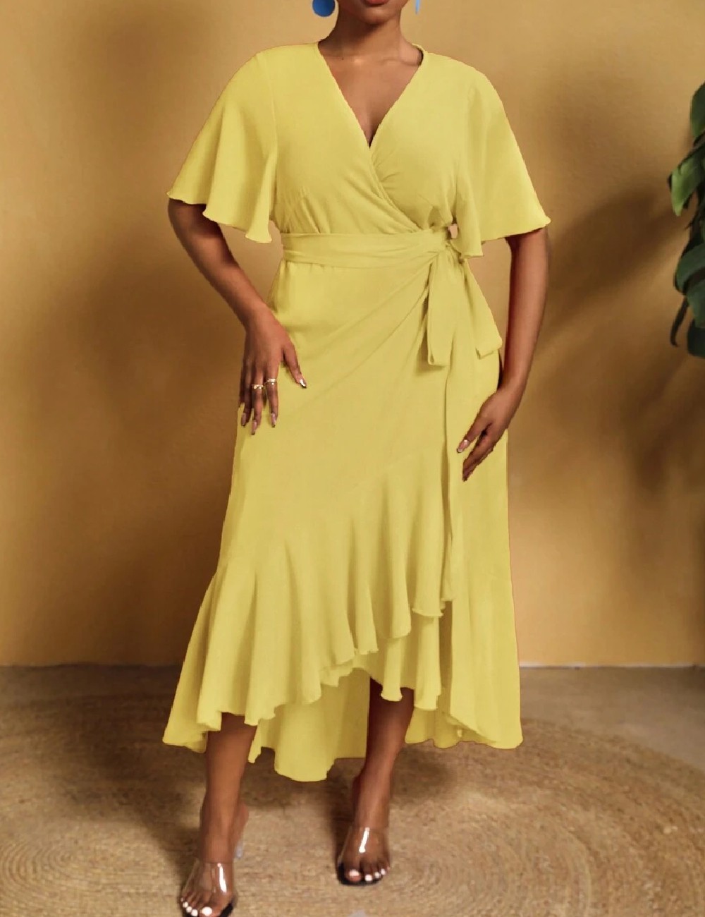 Rochie medie SHEIN CURVE, galben - 1 | YEO