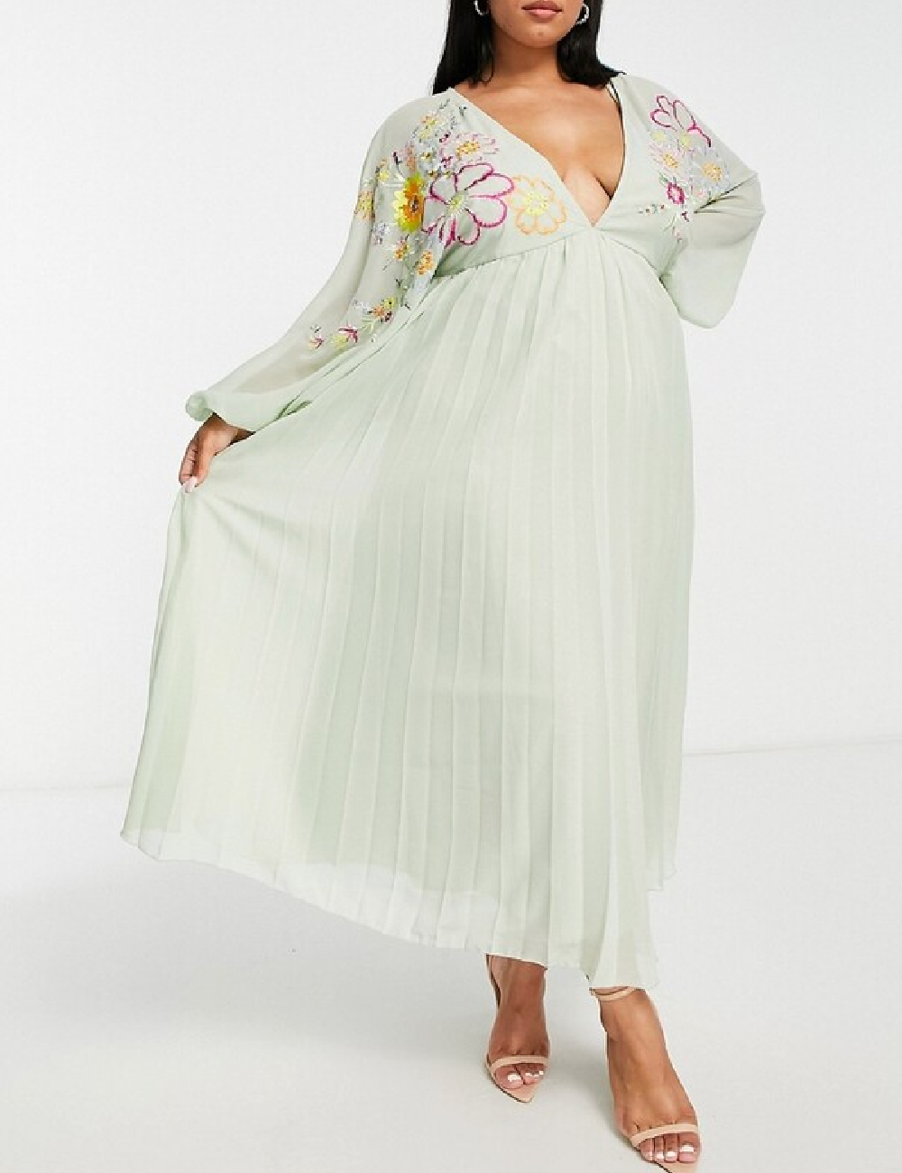 Rochie lunga ASOS Curve, verde
