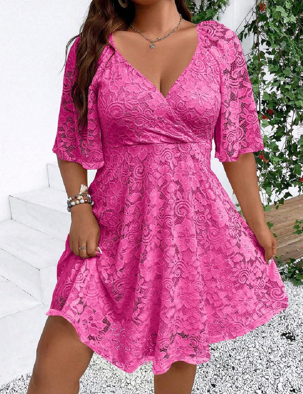 Rochie scurta SHEIN CURVE, roz