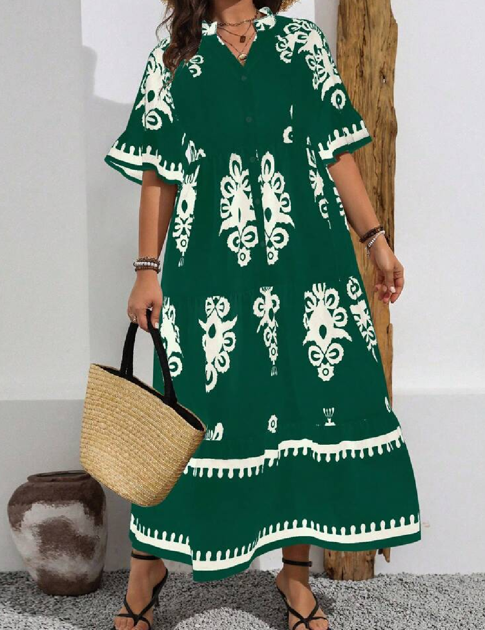 Rochie lunga SHEIN CURVE, verde