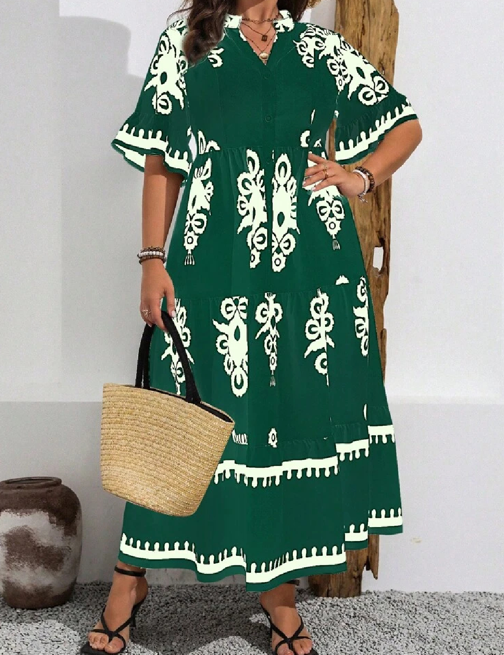 Rochie lunga SHEIN CURVE, verde - 1 | YEO