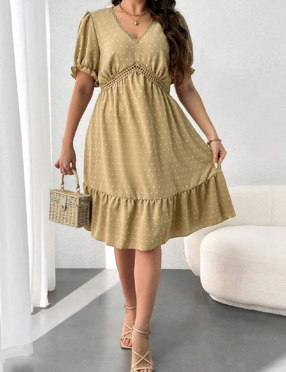 Rochie medie SHEIN CURVE, maro deschis