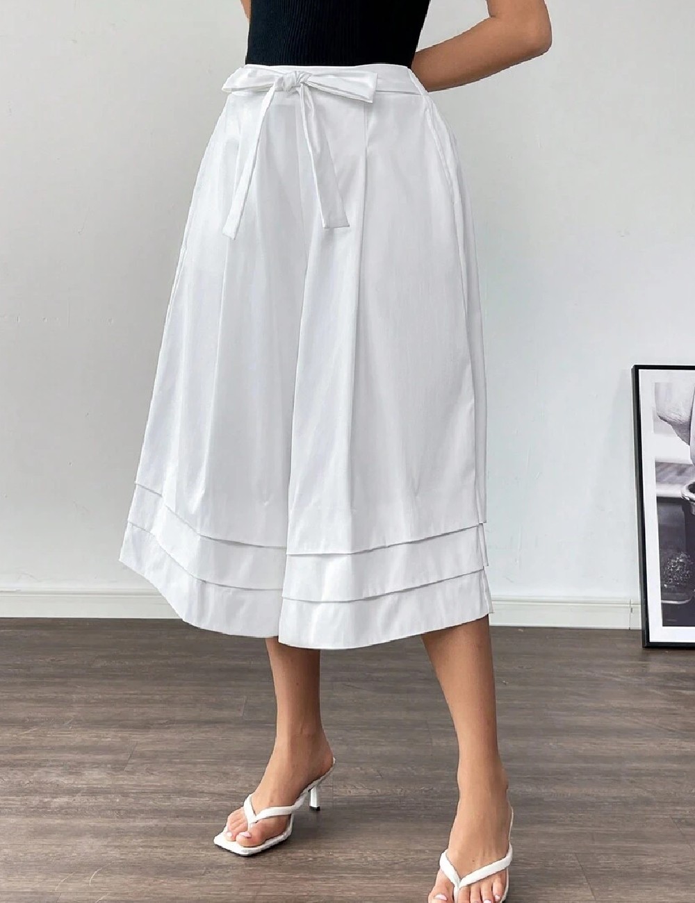 Pantaloni trei sferturi SHEIN, alb - 1 | YEO