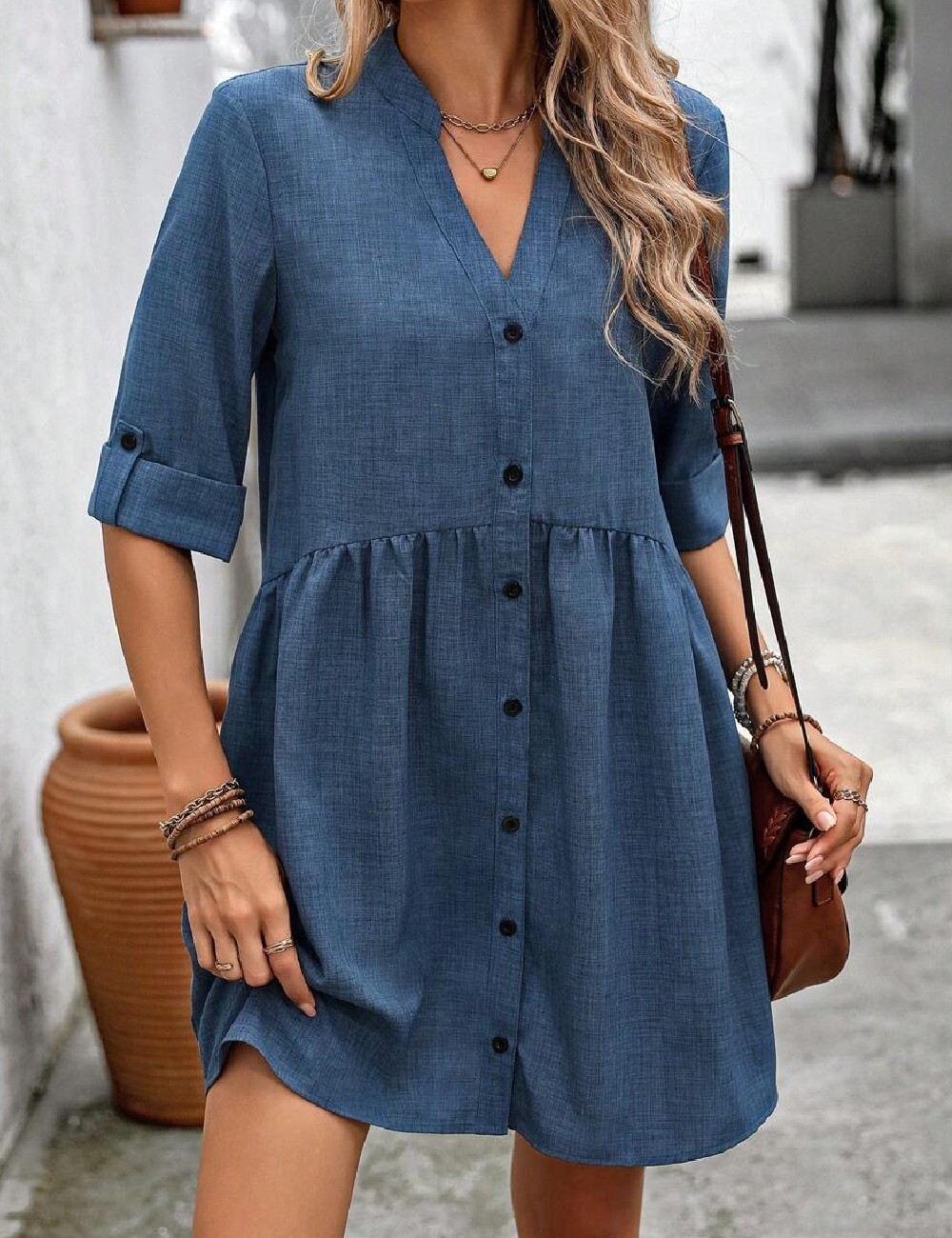 Rochie scurta SHEIN, albastru - 1 | YEO