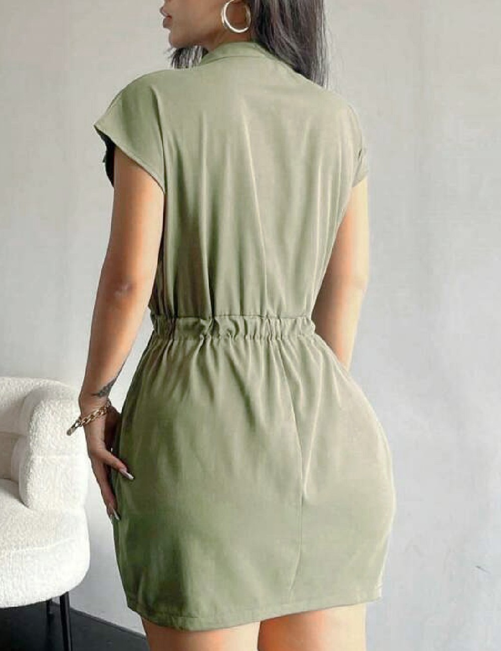 Rochie scurta SHEIN, verde - 1 | YEO