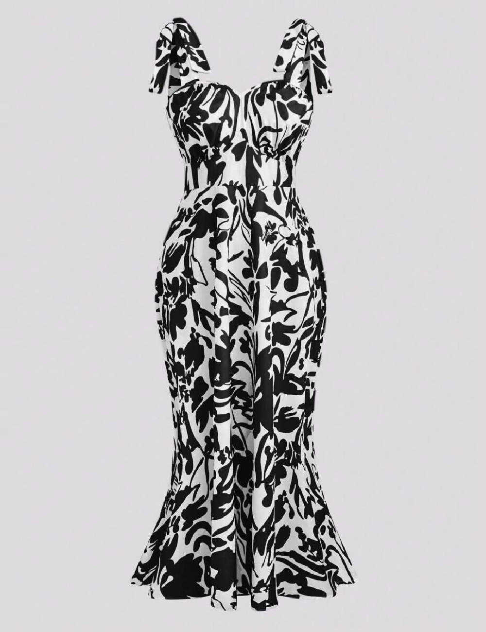 Rochie medie SHEIN CURVE, alb/negru