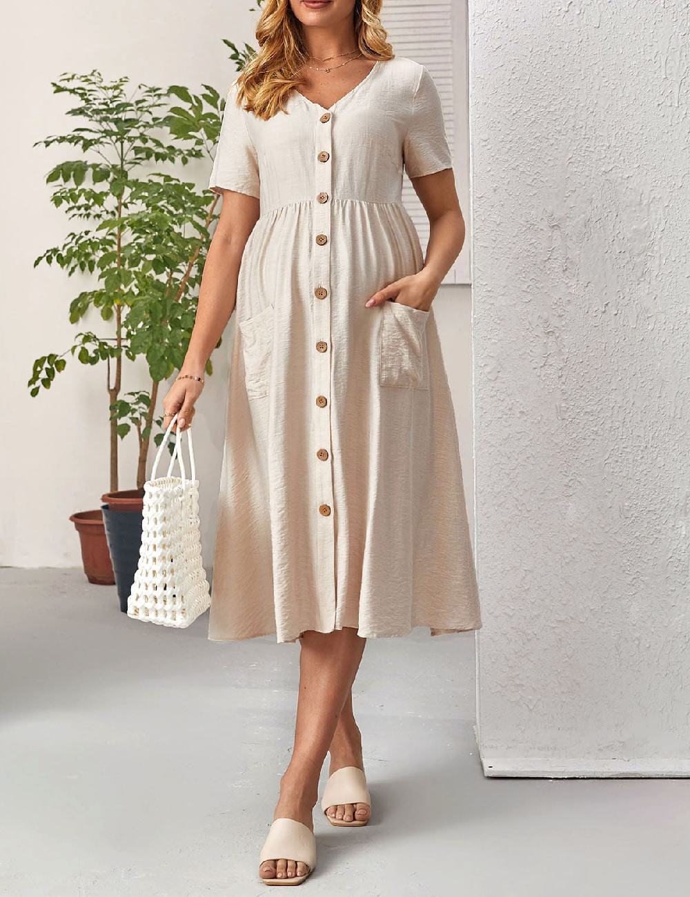 Rochie medie SHEIN Maternity, bej