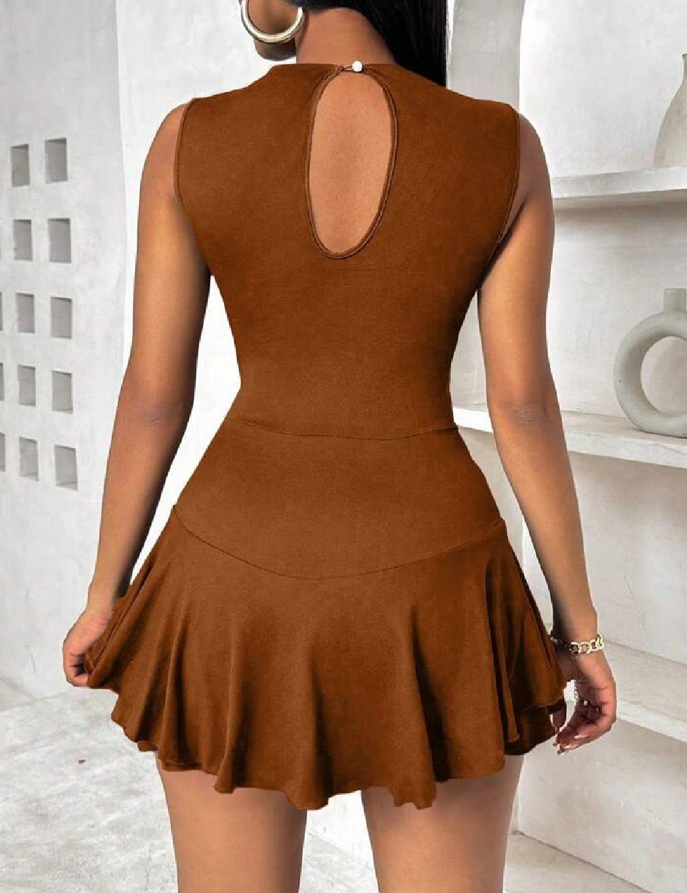 Rochie scurta SHEIN, maro - 1 | YEO