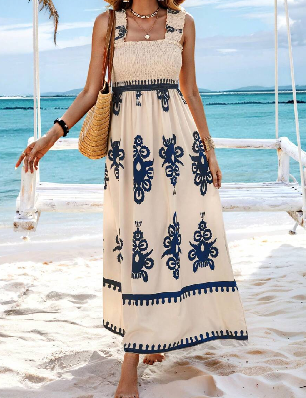 Rochie lunga SHEIN, crem