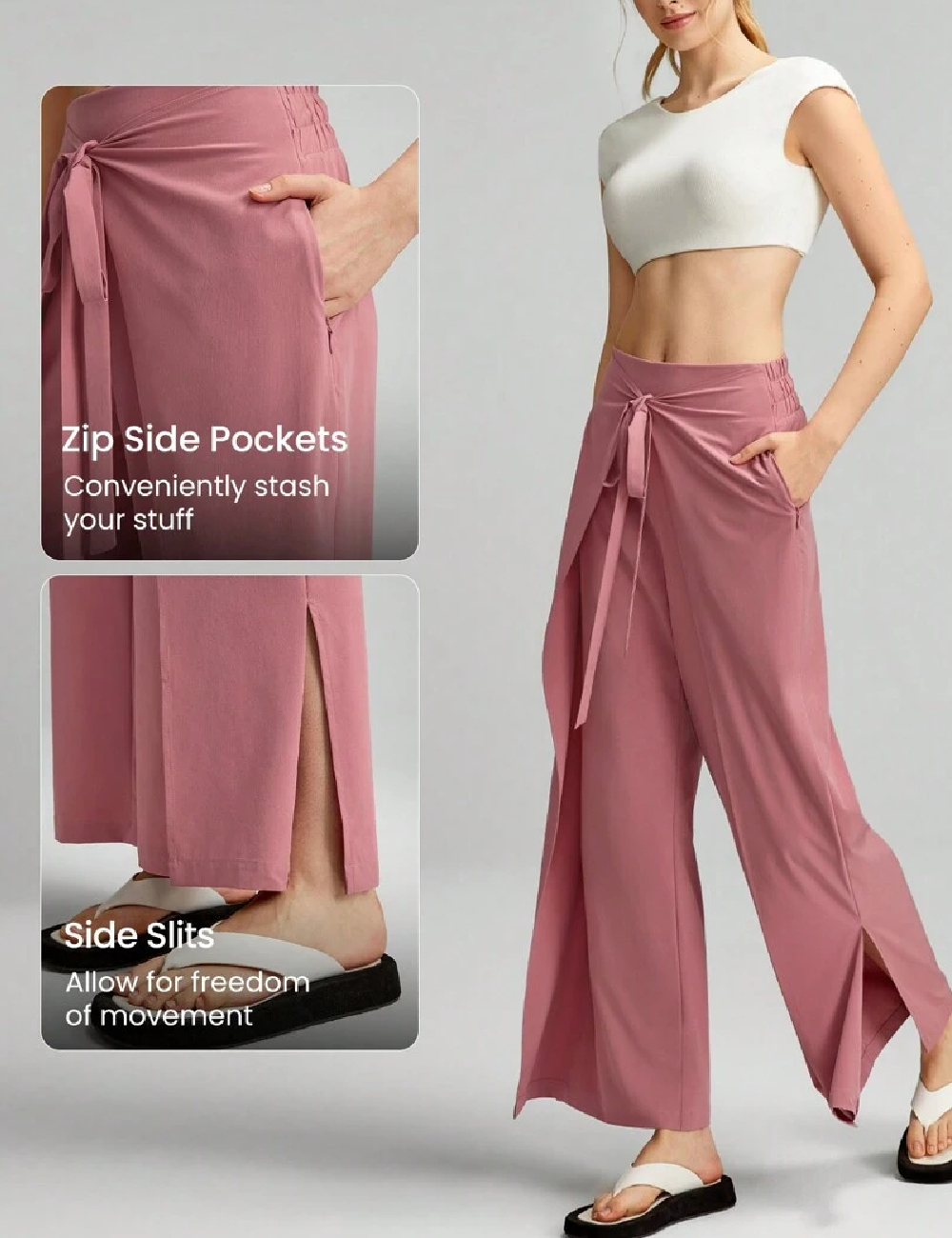 Pantaloni SHEIN, roz pudra