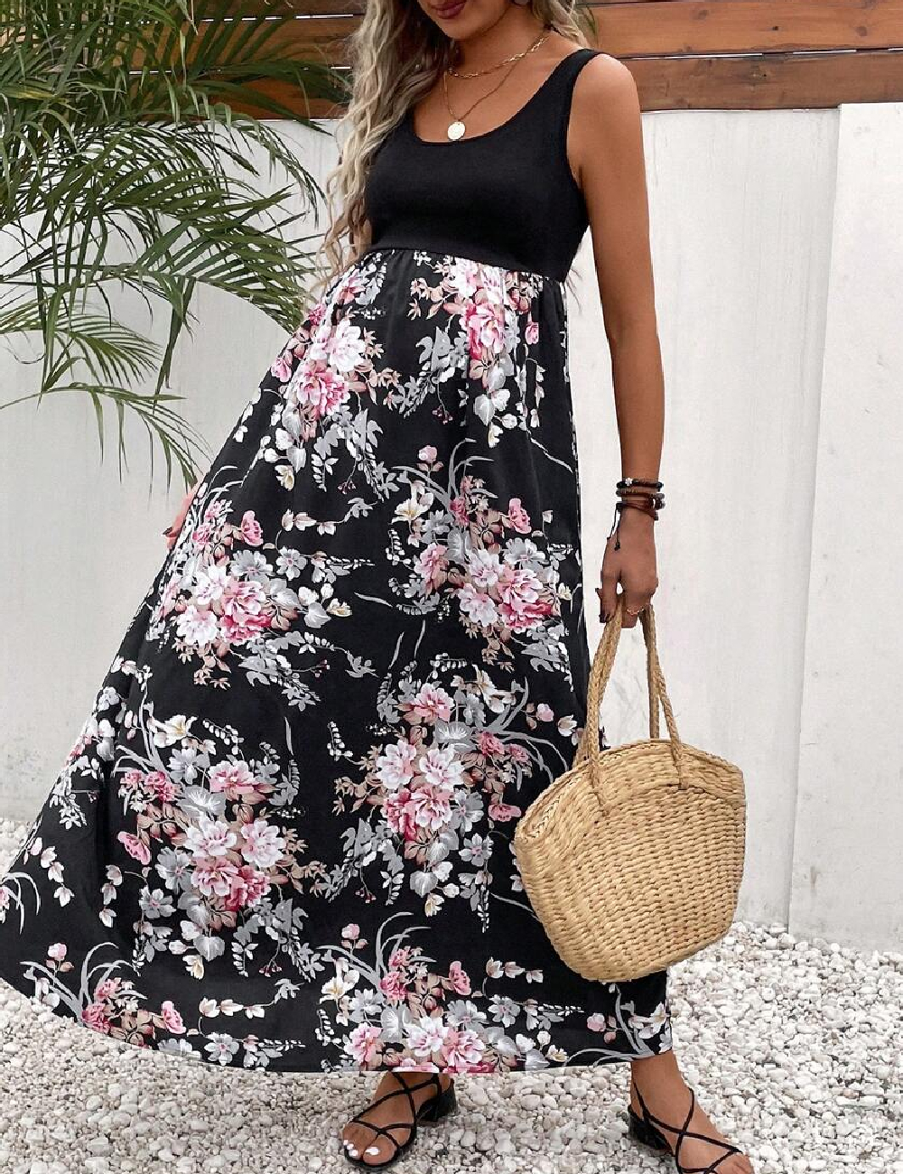 Rochie lunga SHEIN Maternity, negru