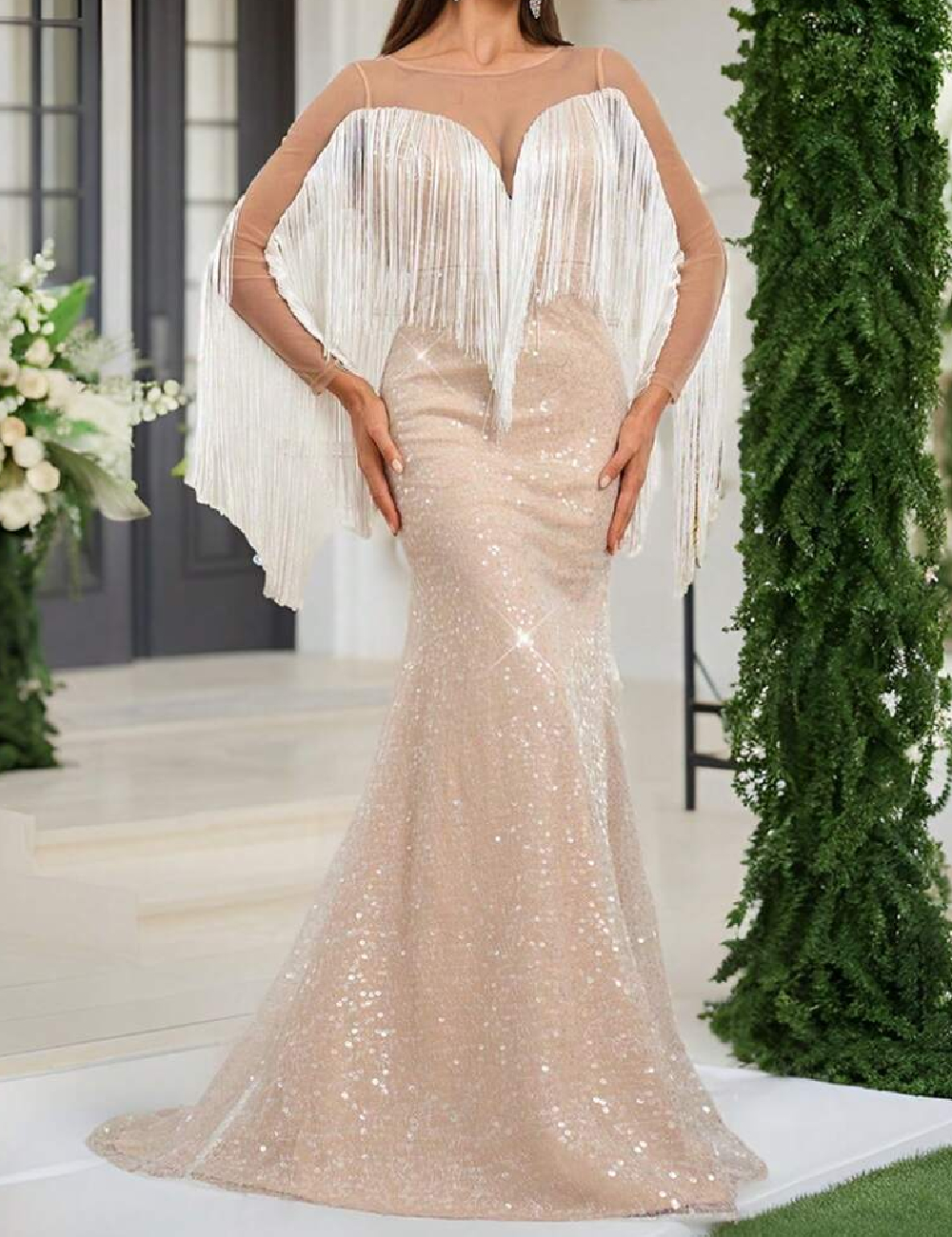 Rochie lunga SHEIN, crem