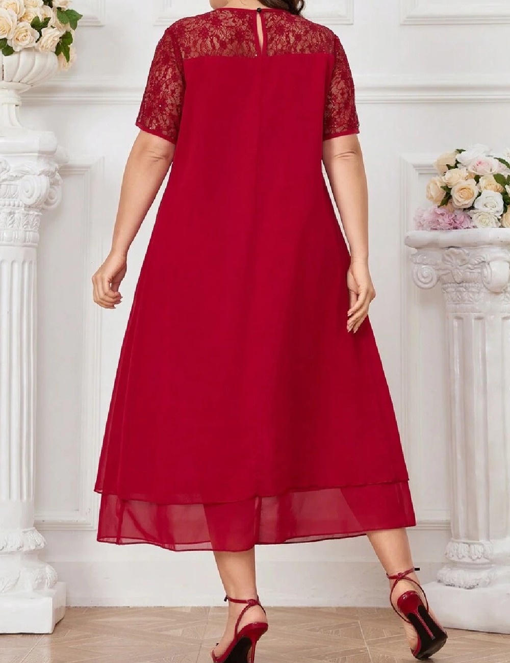Rochie medie SHEIN CURVE, rosu - 1 | YEO