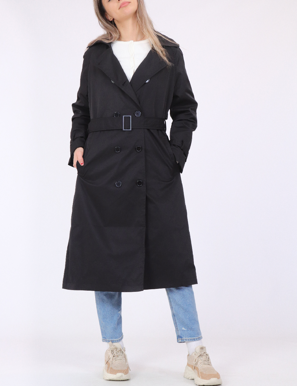 Trench Boohoo, negru