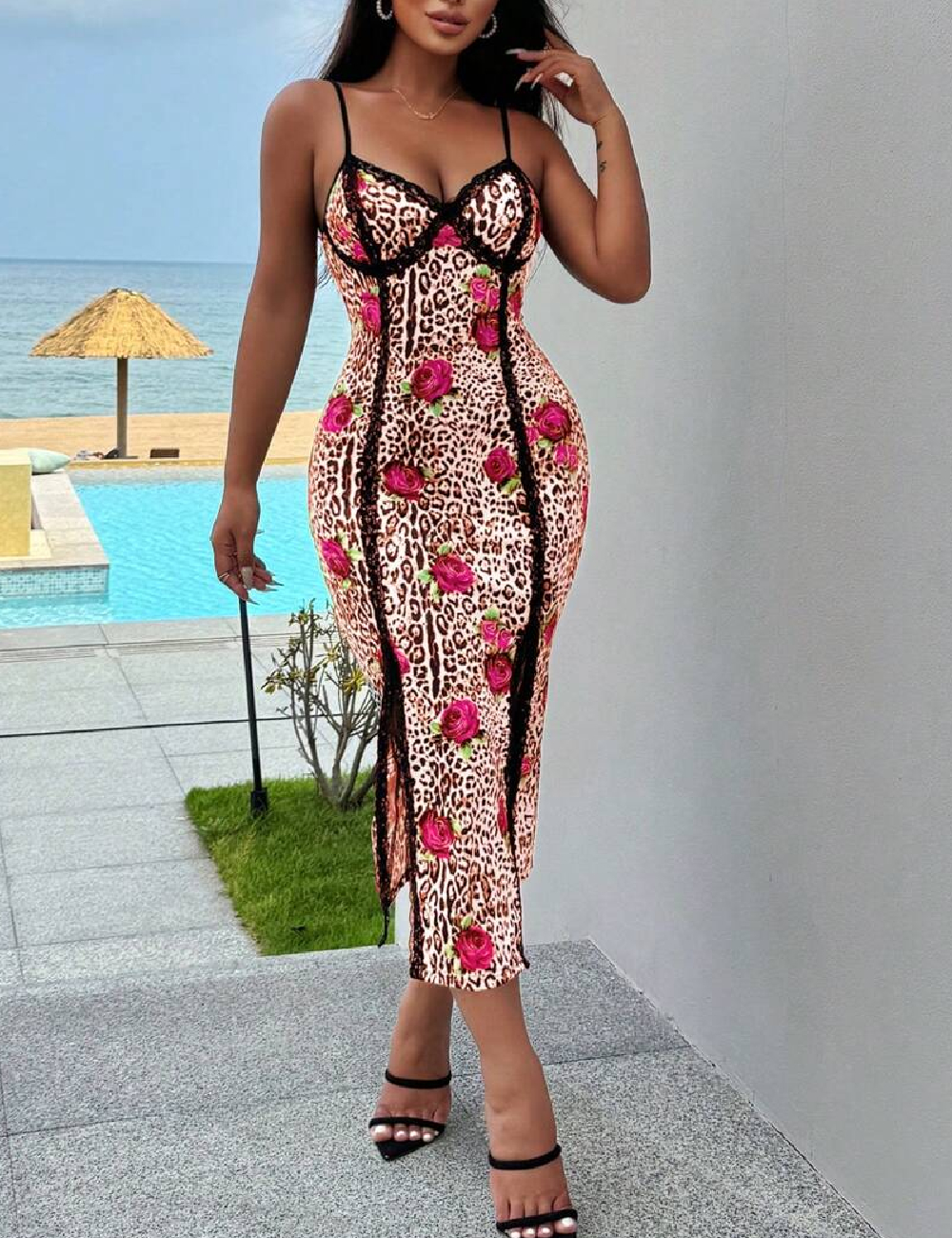 Rochie medie SHEIN, animal print