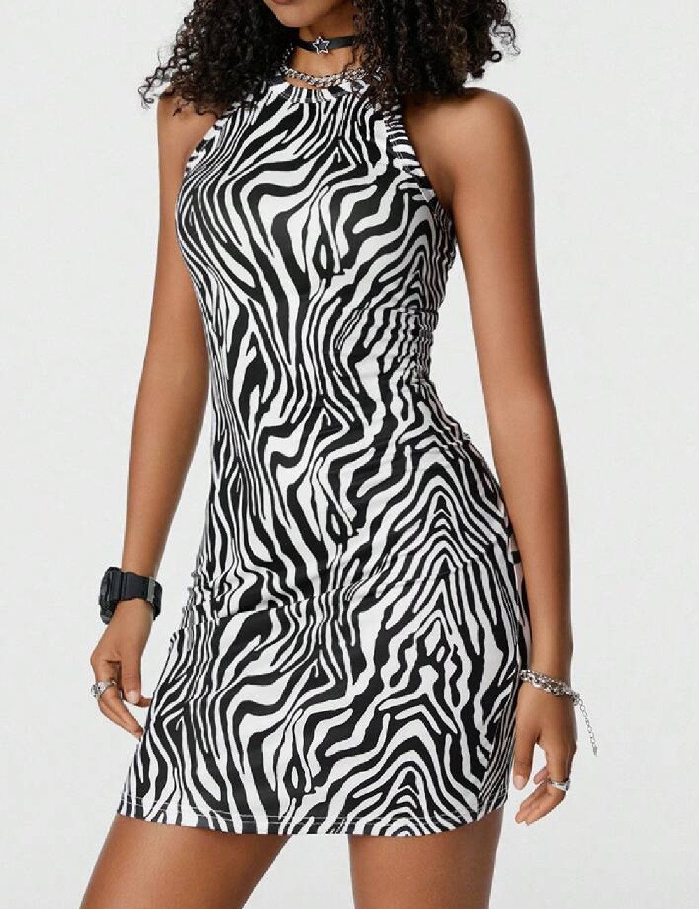 Rochie scurta SHEIN, alb/negru - 1 | YEO