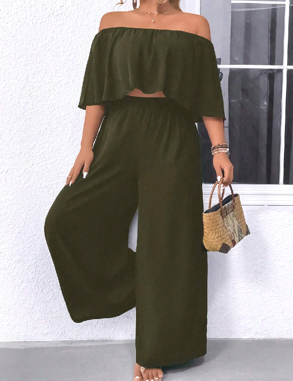 Compleu SHEIN CURVE, verde inchis
