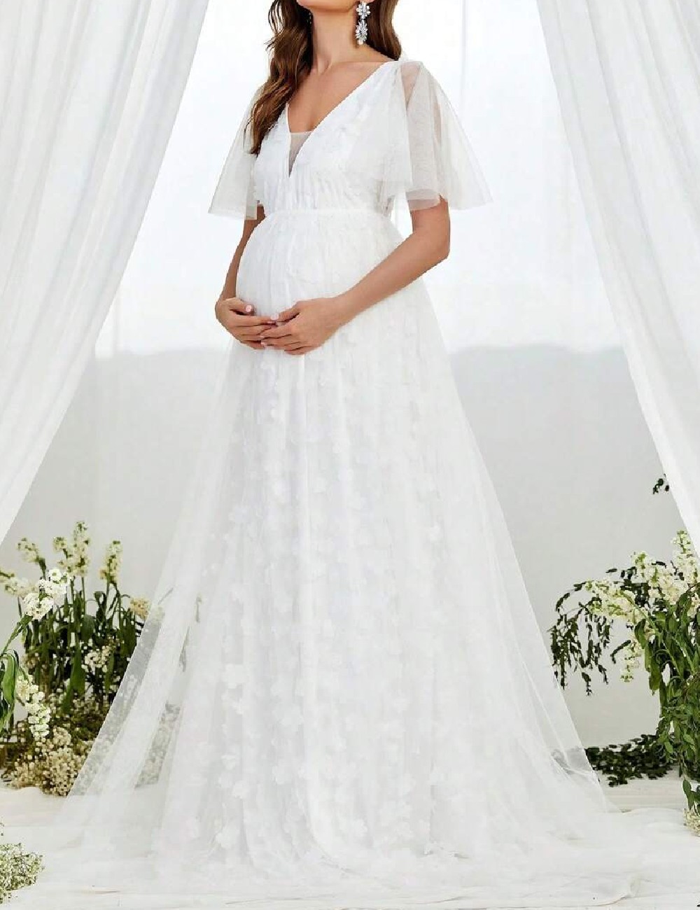 Rochie lunga Faeriesty Maternity, alb - 1 | YEO