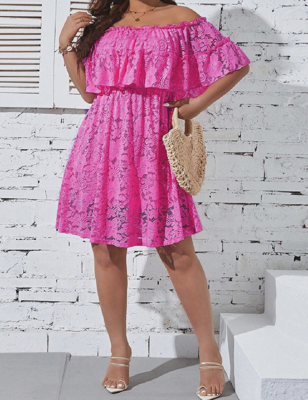 Rochie scurta SHEIN CURVE, roz