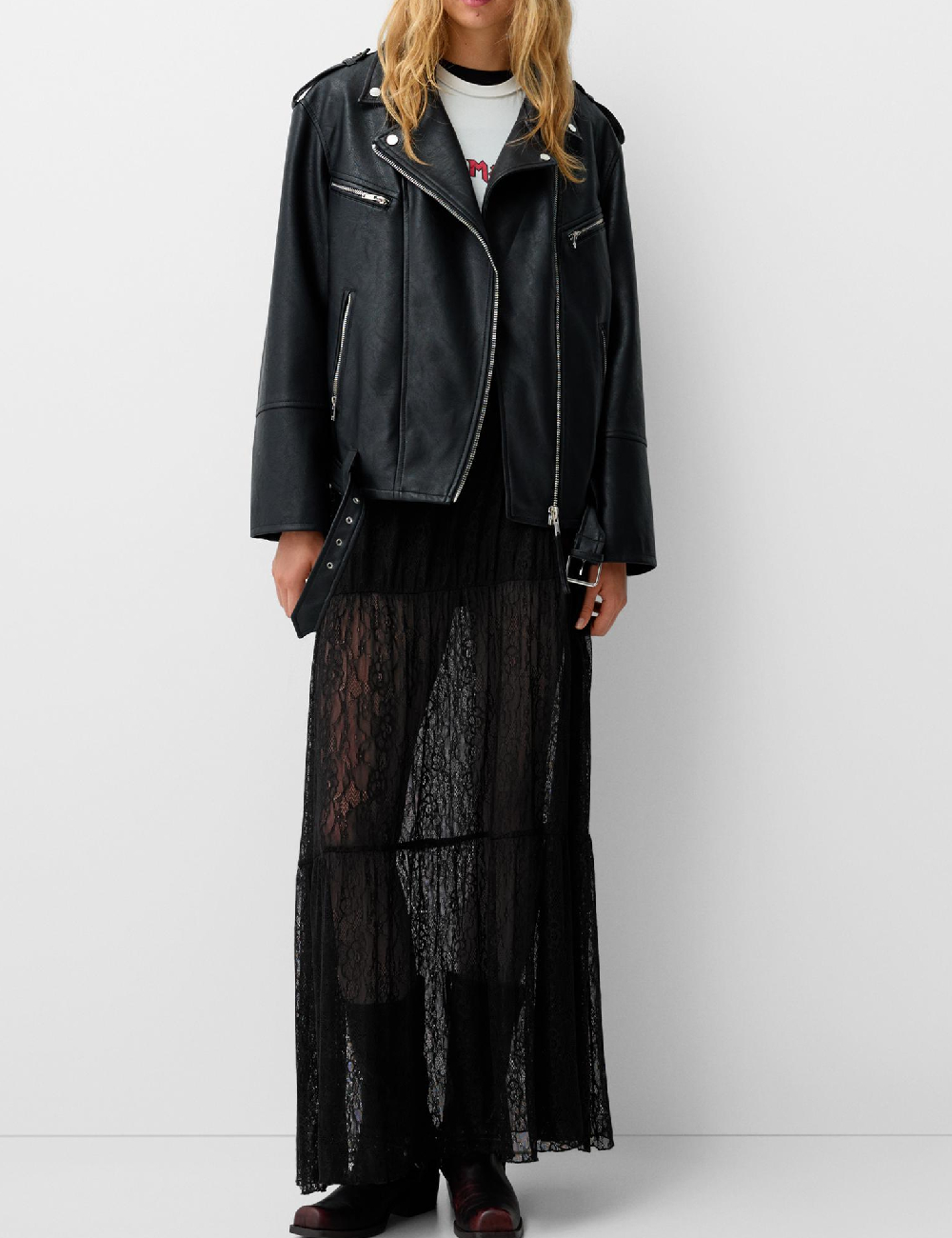 Fusta Bershka, negru - 1 | YEO