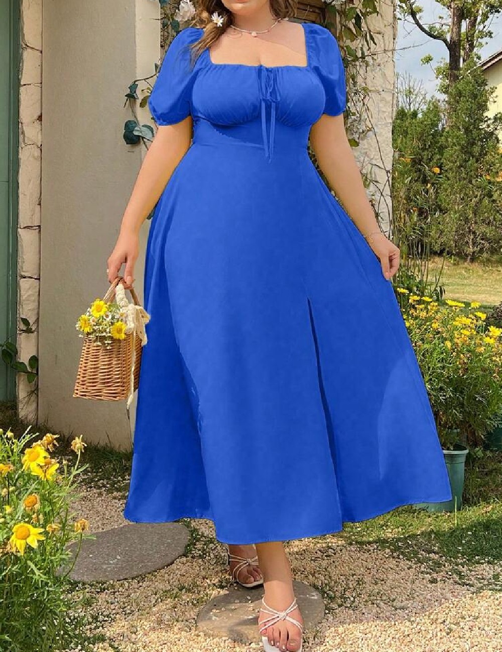 Rochie medie SHEIN CURVE, albastru - 1 | YEO