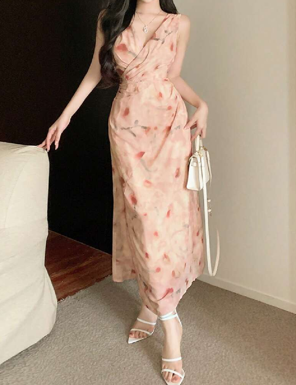 Rochie lunga Dazy, maro