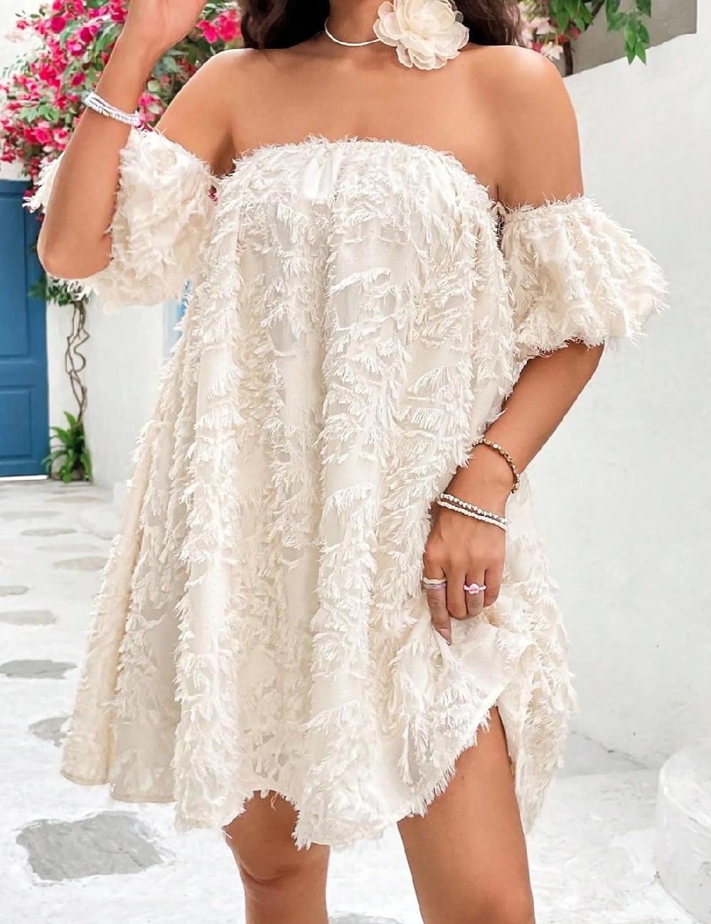 Rochie scurta SHEIN, crem