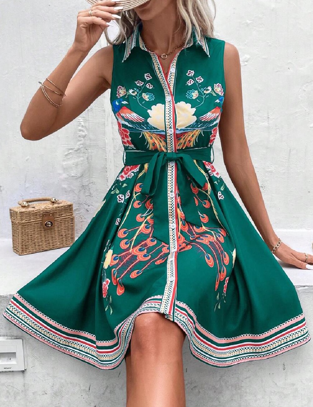 Rochie scurta SHEIN, verde - 1 | YEO