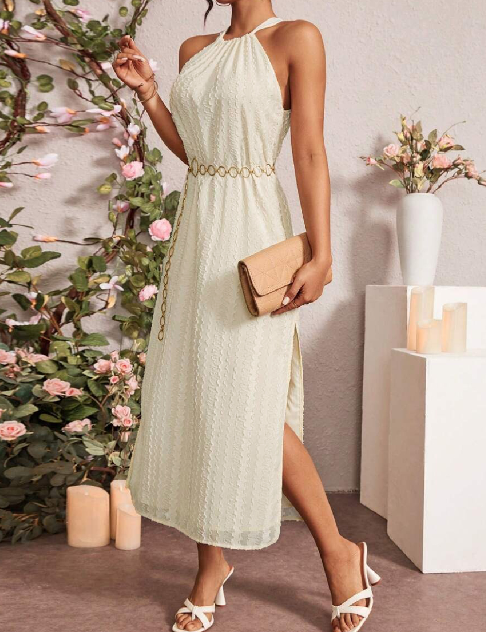 Rochie medie SHEIN, crem