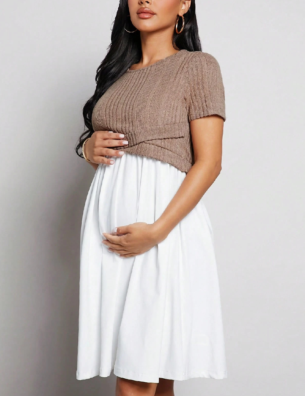 Rochie scurta SHEIN Maternity, alb