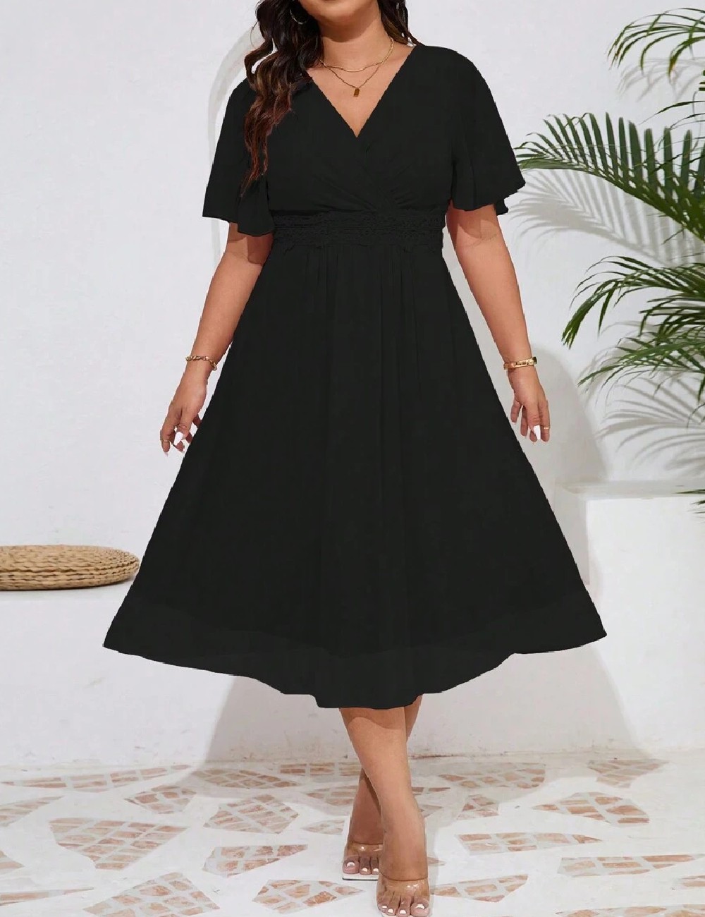 Rochie medie SHEIN CURVE, negru - 1 | YEO