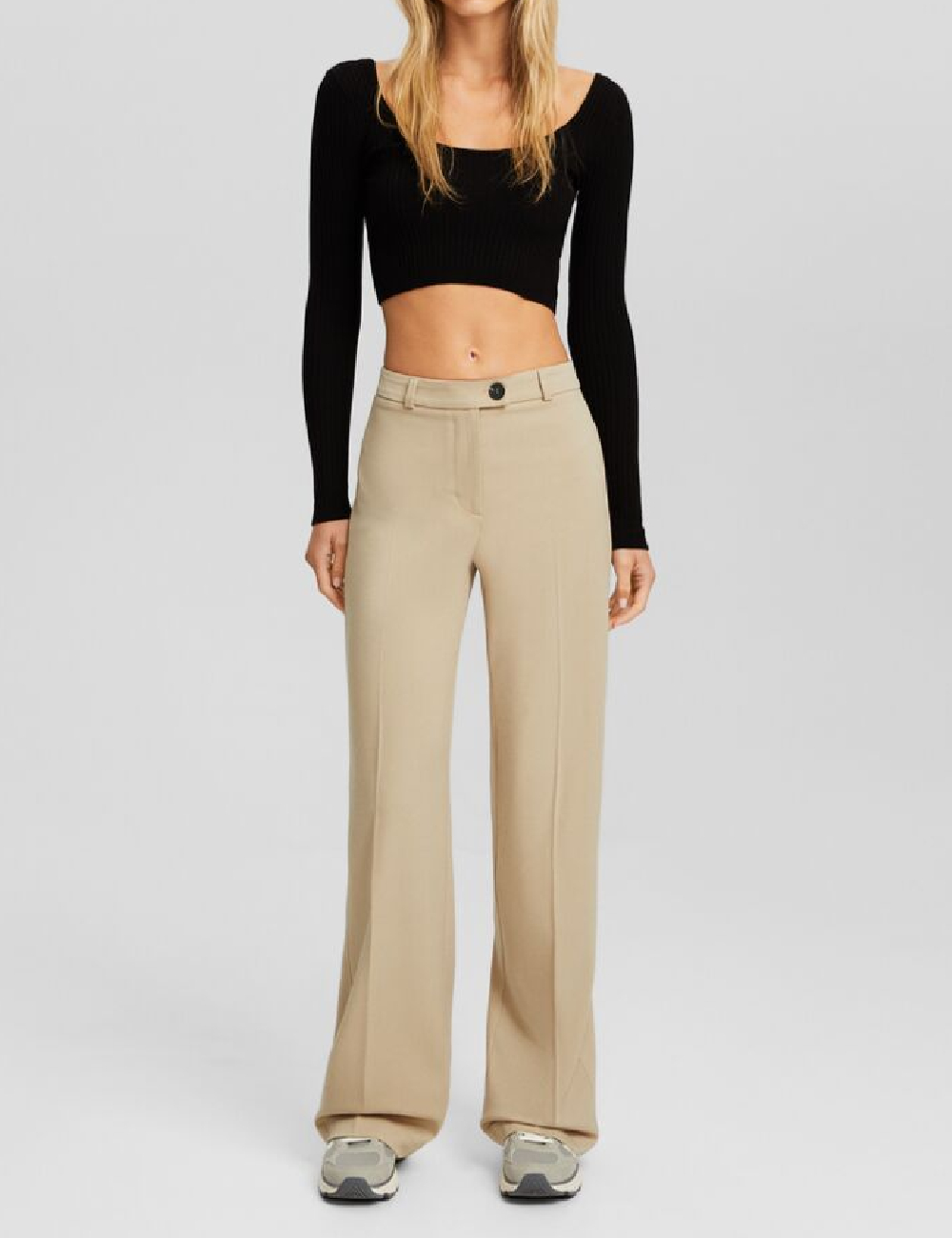 Pantaloni Bershka, crem