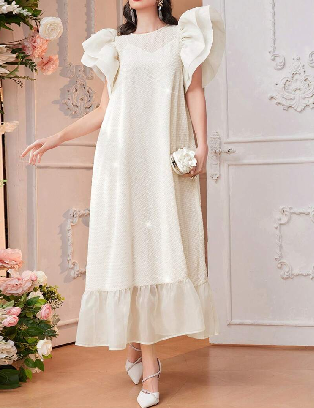 Rochie lunga SHEIN, crem