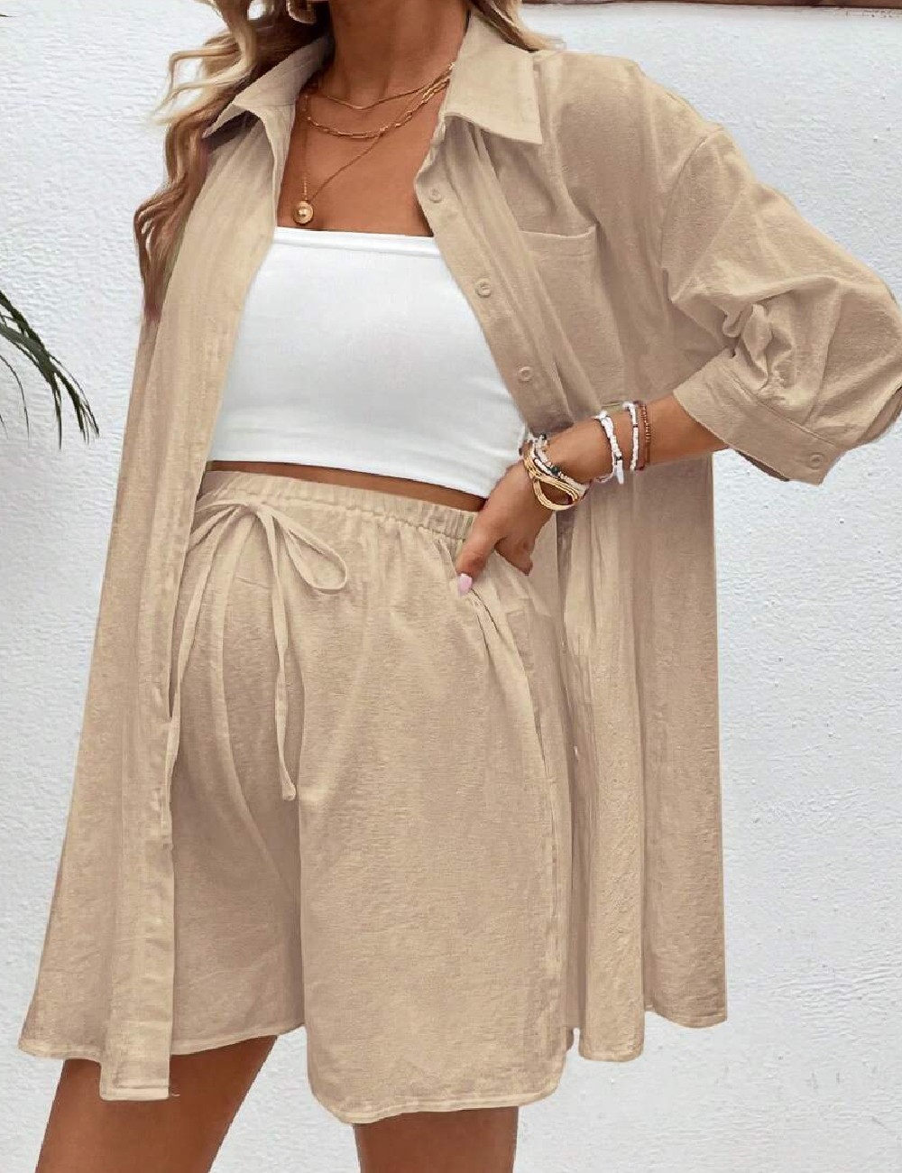 Compleu SHEIN Maternity, crem - 1 | YEO
