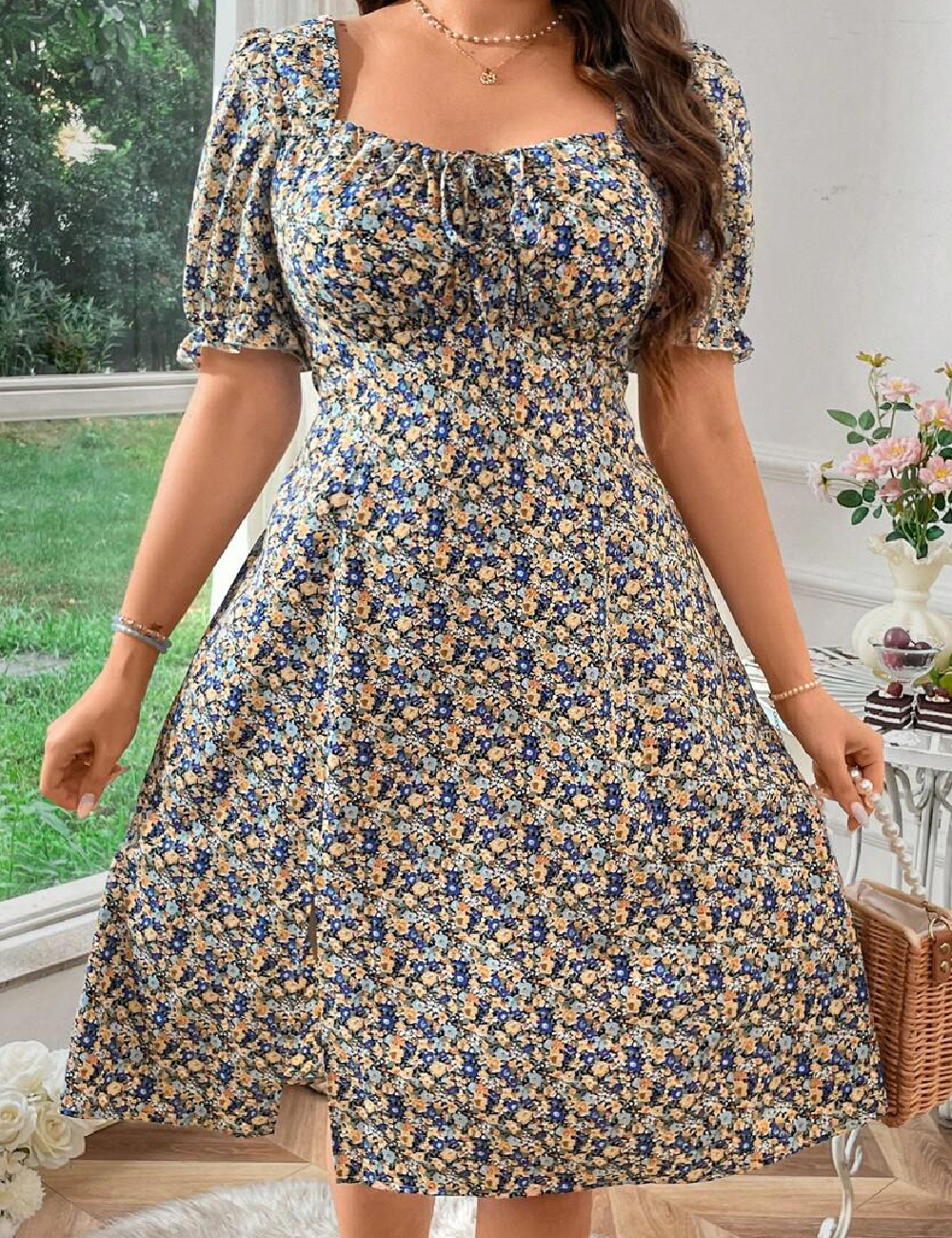 Rochie medie SHEIN CURVE, floral print